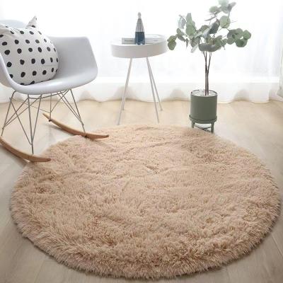 China Customized High Quality Non-slip Round Imitation Animal Fur Bedroom Blankets Shaggy Rug for sale