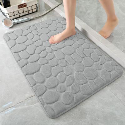 China 2022 Washing Velvet Bath Mat Rug High Quality Crystal Pebble Pattern Rug Non-slip Bath Cover for sale