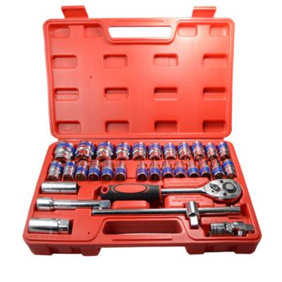 China 32pcs Chrome Vanadium Steel Ratchet Wrench Socket Auto Repair Set for sale