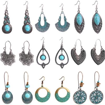 China Restoring Popular Antique Ways Amazon European Bohemian National Style Earrings and American Hollow Out Brief Restoration Ways Antique Earrings for sale