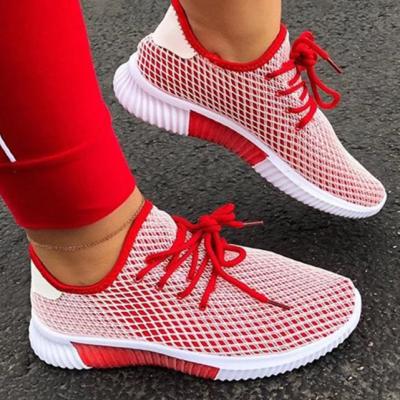 China European and American fashion trend women's shoes new 2020 autumn flat bottom mesh lace up casual shoes for sale