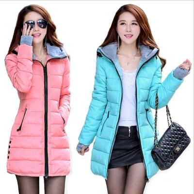 China Anti-shrink medium length cotton padded winter 2020 new slim hooded women's coat Korean down jacket wholesale for sale