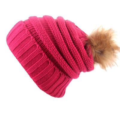 China breathable & Waterproof Women's Wool Ball Knitting Hats 2021 Autumn And Winter Europe And America Ebay Winter Outdoor Knitted Hat for sale