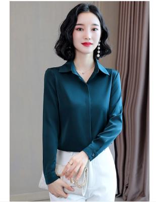 China 2020 Autumn Women's Long Sleeve Women's Top Blouse Heavy Silk Satin Shirt New Style Basic Commuter Straightening Primer for sale