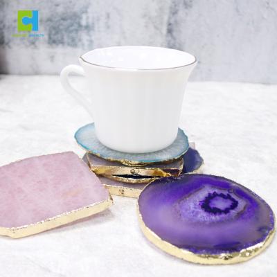 China Viable Wholesale Price Colorful Coaster Cuts Logo Agate Coaster Crystal Sliced ​​Custom Sliced ​​Natural for sale