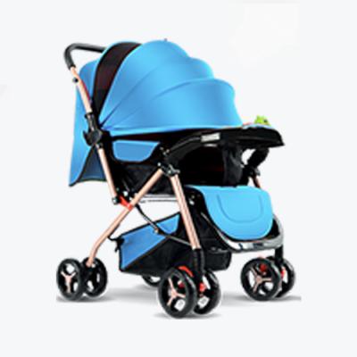 China Wholesale Collection Hand Carriage Steel Pipe China Factory Luxury Baby Front And Rear Foam Wheeled Baby Carriage 602b Standard Edition Blue for sale