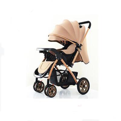 China Steel Pipe Chinese Factory Baby Stroller Wheel Luxury Four Wheel Rubber Baby Stroller Khaki for sale