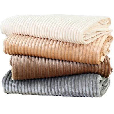 China Factory Cheap Price Single Layer Milky Striped Smooth Flannel Blanket Non-Toxic Factory Price for sale