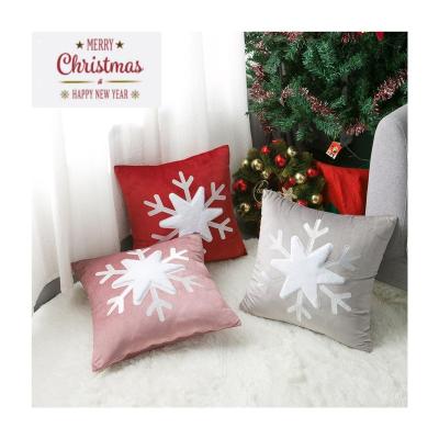 China Anti Dust Mites 56 Colors Loose Living Room Snowflake Embroidered Christmas Cushion Velvet Cover Christmas Pillow Cover For Home Decor for sale