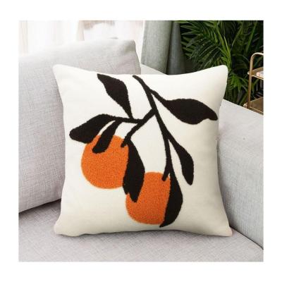 China Wholesales Reversible Plant Tapestry Wool Embroidery Square Cotton 45*45 Loquat Cushion Cover 100% and Towel For Home Decor for sale