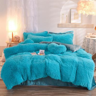 China Nondisposable Luxury Crystal Plush Velvet Designs Velvet Duvet Cover Shaggy Bedset Bed Sheet for sale