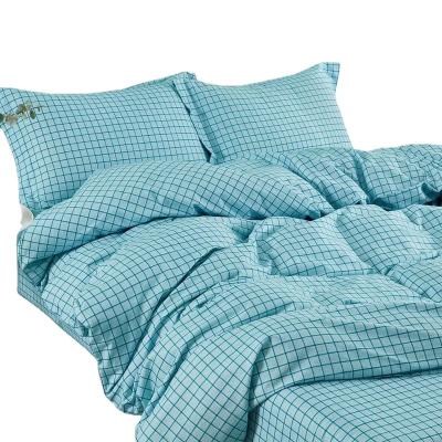 China Portable High Quality Soft 4pcs Bedding Set, 100% Brushed Cotton, Plaid Style, Bed Comforter for sale