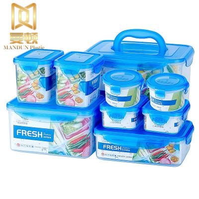 China Microwavable Kitchen Refrigerator Sealed 9 Pieces Plastic Reusable Airtight Food Storage Containers Set for sale