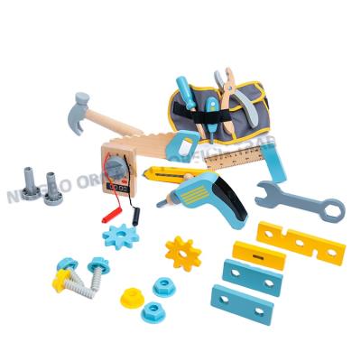 China Mini Children's Early Education Play House Simulation Repair Kit Kids Role Playing Engineer Tool Kit Children's Wooden Toy For Boys for sale