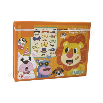 China Education 2021 Hot Selling Children Learning Magnetic Story Book Kid Cards DIY Toys Wooden Animal Puzzle Toy for sale