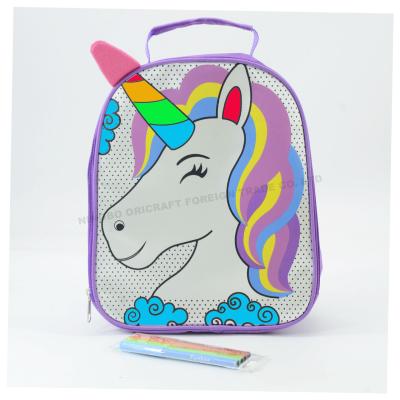 China DIY Fabric Art Painting Bag School Bag Pictures Cotton Canvas Graffiti Coloring Bag With Zipper For Kids for sale