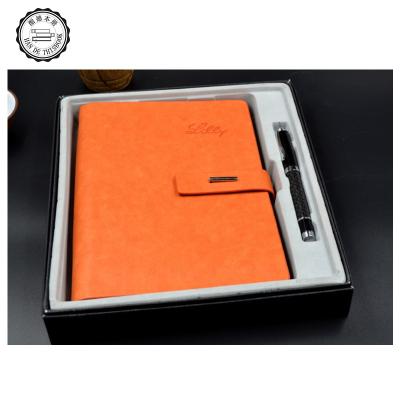 China Custom Printed Eco-friendly Leather Soft Creative Cheap Spiral Notebook A5 PU Business Card Notebook With Pen Set for sale