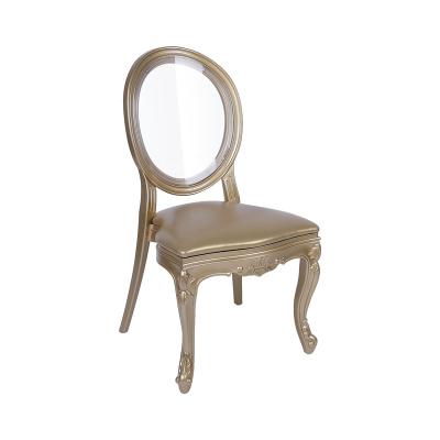 China High Stacking Capacity Luxury High Quality Gold And All White Leather Wedding Banquet Chairs For Event for sale