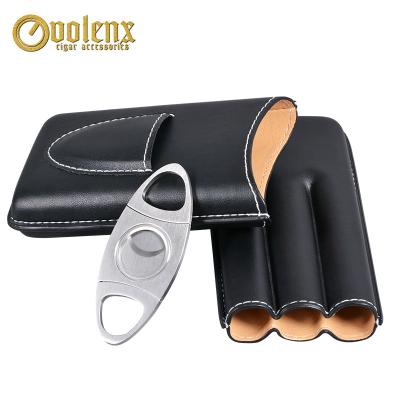 China Cigars Packing PU Leather Cigar Case Tube Hot New Design For Travel For Cigar Accessories for sale