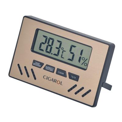 China Traditional Made in China Wholesale Square Luxury Digital Thermometer Hygrometer Cigar Hygrometer for sale