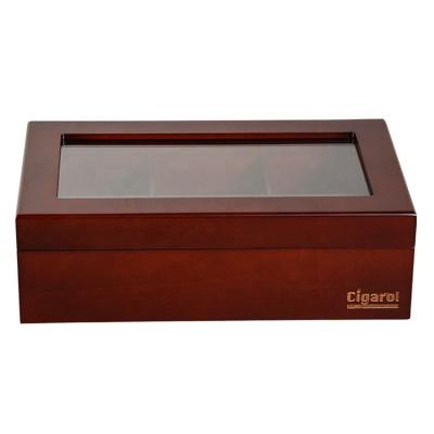 China Custom luxury handmade eco-friendly wooden material rectangle tea packaging box for sale