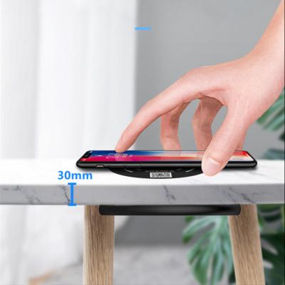 China Mobile Phone Vertical 0mm-30mm Switchable All Range Bottom Wireless Charger Under Table Charging for sale