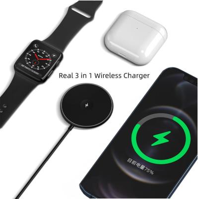 China Multifunctional Smart Watch Magnet All 3 in 1 Magnetic Wireless Charger for Smart Phone Watch Earphone for sale