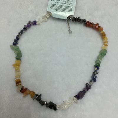 China CLASSIC Chakra Healing Stone Chips 5-8mm Necklace With Description Card for sale