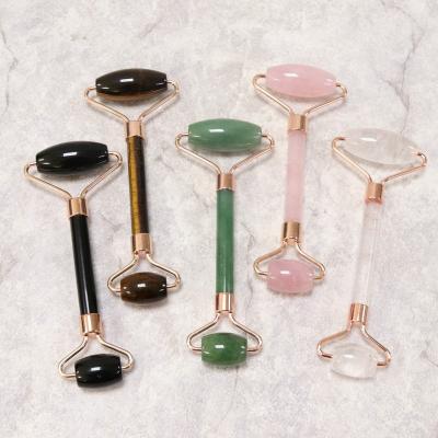 China Wholesale Customized Logo Jade Roller Natural Stone Gua Sha Rose Quartz Real Facial 100% Face Color Massage For Face for sale