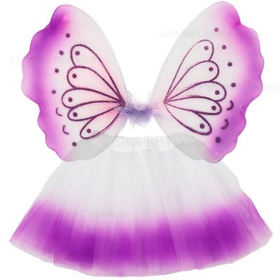 China New fashion butterfly wings pettiskirt border children's makeup clothing props angel wings tutu skirt set wholesale for sale