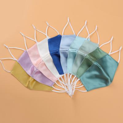 China Fashion Personal Protective Equipment Fashion Beauty Pink Green Blue Colorful Dustproof Breathable Reusable Imitated Silk Face Maskes for sale