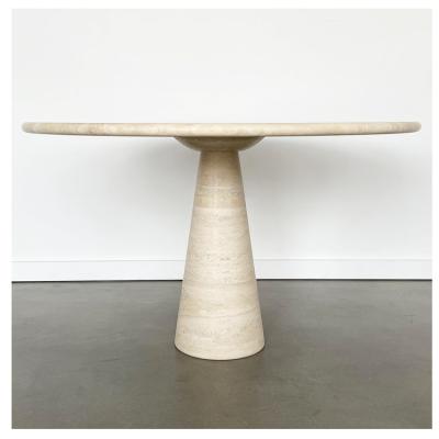 China Modern Luxury Custom Round Natural Stone Furniture Round Tapered Base Travertine Stone Furniture Table Marble Dining Table With Tapered Legs for sale