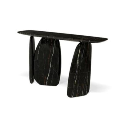 China High fashion contemporary luxury modern black marble entrance hall entrance hall tables Italian modern marble black console table for sale