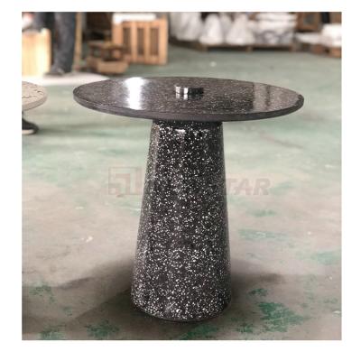 China Natural Stone Custom Design Furniture Store Small Cafe Dining Restaurant Column Jogger Base Black Terrazzo Table Top for sale