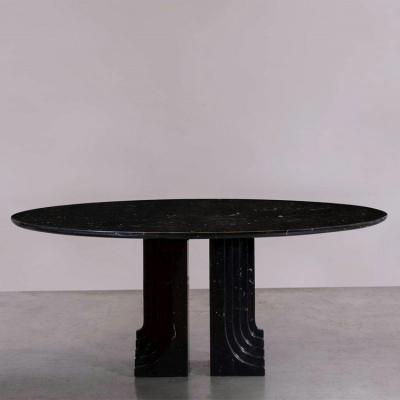 China European Standard 75cm Height Home Furniture Natural Stone Modern Oval Marble Centerpiece Black Center Dining Tables Custom Made Stone Dining Table for sale