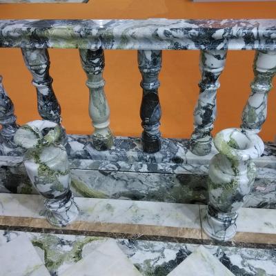 China Custom Decorative Outdoor White Marble Stair Railing Stagger Railing Pillars Modern Garden Fence Stone Jade Granite Banister for sale