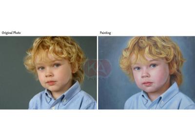 China Handmade Museum quality Boy portrait oil painting from photo / Photography for sale