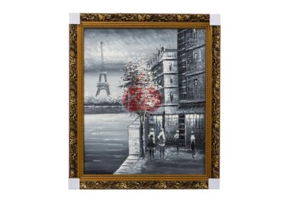 China Hand Painted realistic beautiful french architecture canvas oil painting For Arts Gallery for sale