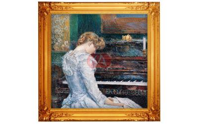 China Famous popular piano musical instrument oil painting , canvas abstract oil painting for sale