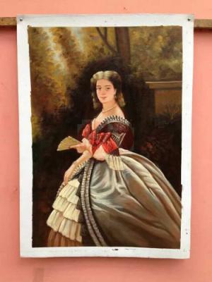 China Handmade Museum Quality Portrait Oil Painting Fashion Beauty Fir Or Pine Stretcher for sale