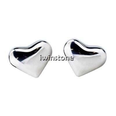 China Disposable Stainless Steel Metal Heart Shaped Whiskey Stones Ice Cube For Wine for sale