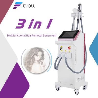 China Pigment Removal 3 Handles IPL OPT Shr RF ND YAG Laser Tattoo Removal 3 In 1 Multifunctional Hair Removal Machine for sale