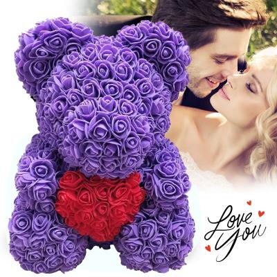 China free shipping wholesale fashion 25cm flower bouquet rose valentine teddy bear for valentine day 2022 for sale