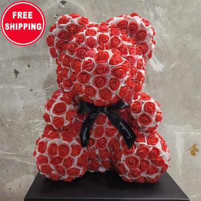 China Artificial Flowers 40cm Rose Bear Girlfriend Anniversary Christmas Valentine's Day Gift Anniversary Gift for Wedding Party for sale