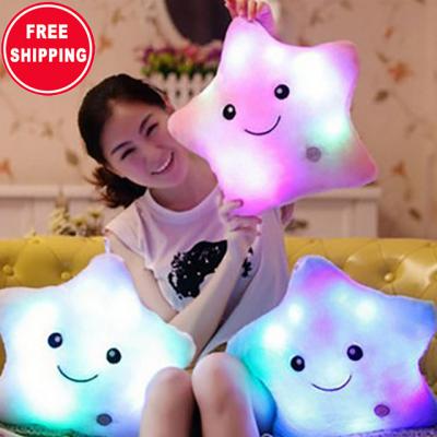 China Wholesale Free Shipping Cute 40*35cm Colorful Luminous Five Pointed Pillow Star Eco-friendly Led Plush Toy With Light for sale