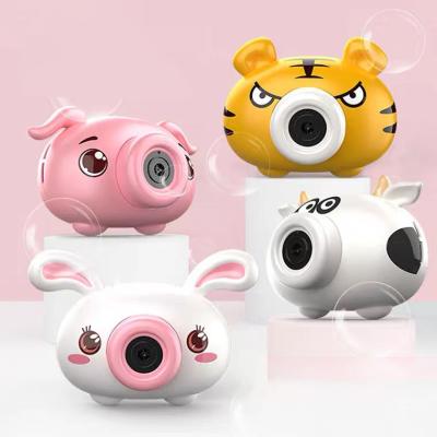 China 2021 Summer Ourdoor Toy New Product Cartoon Pig Frog Cow Bubble Camera For Kids With Music And Bubble Light Machine Outdoor Toys for sale