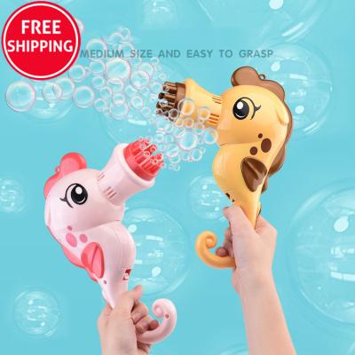 China FREE SHIPPING Summer Ourdoor Toy Seahorse Kids Toys Seahorse Bubble Gun Maker Blower Machine Blower Bubble Toys for sale