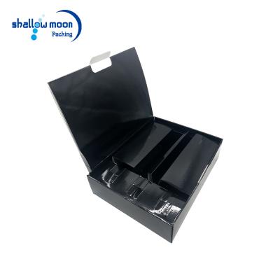 China Factory Direct Custom Black Glossy Wine Bottle Gift Disposable Corrugated Box for sale