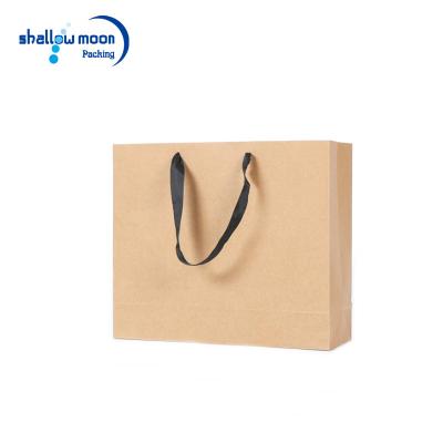 China Recyclable Cheap Promotional Custom Logo Gold Foil Price Brown Paper Bag for sale