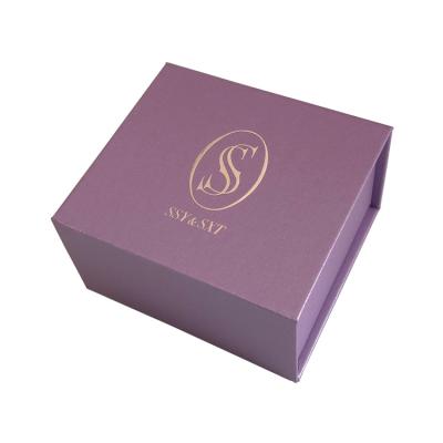 China Disposable Custom Popular Purple Color Rectangle Cardboard Gift Magnetic Box for sale